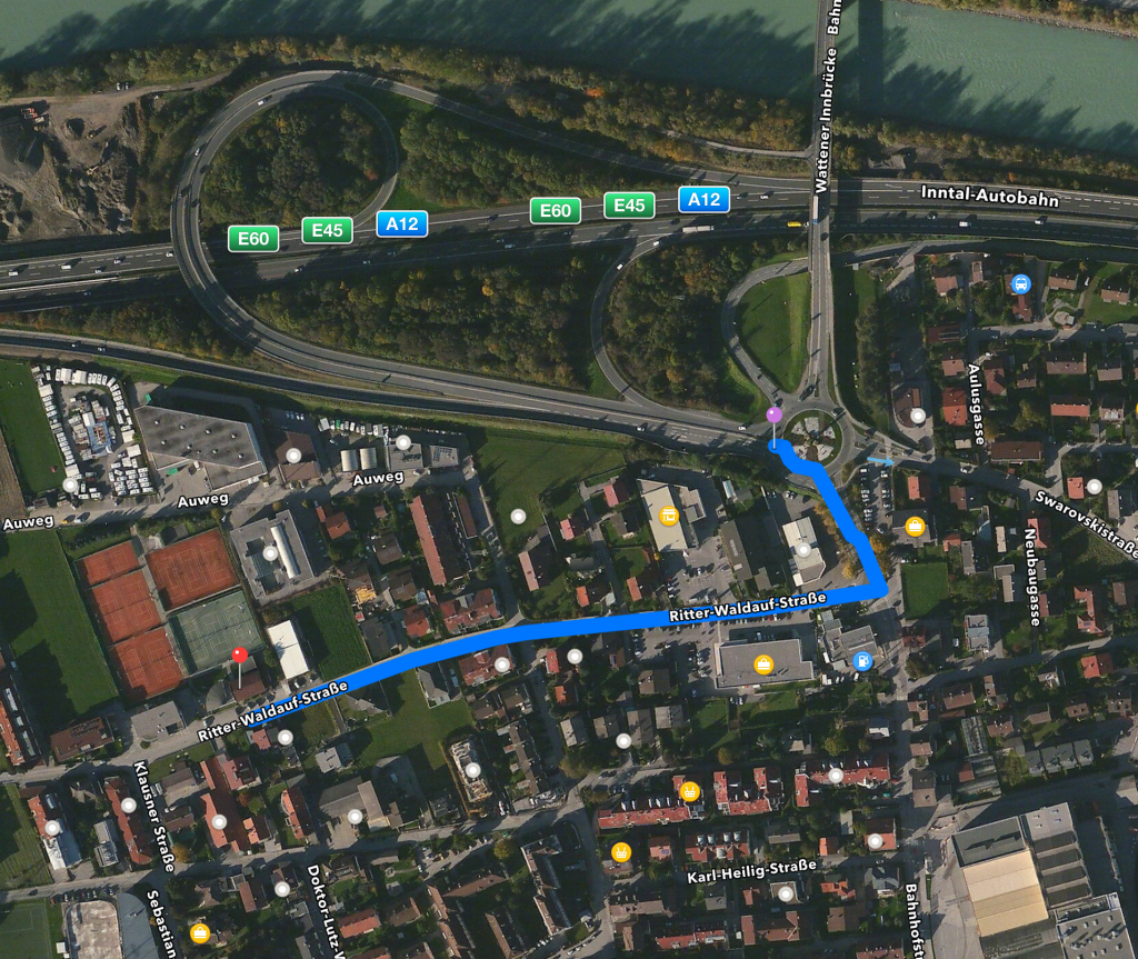 Anfahrt Tennisklub Wattens